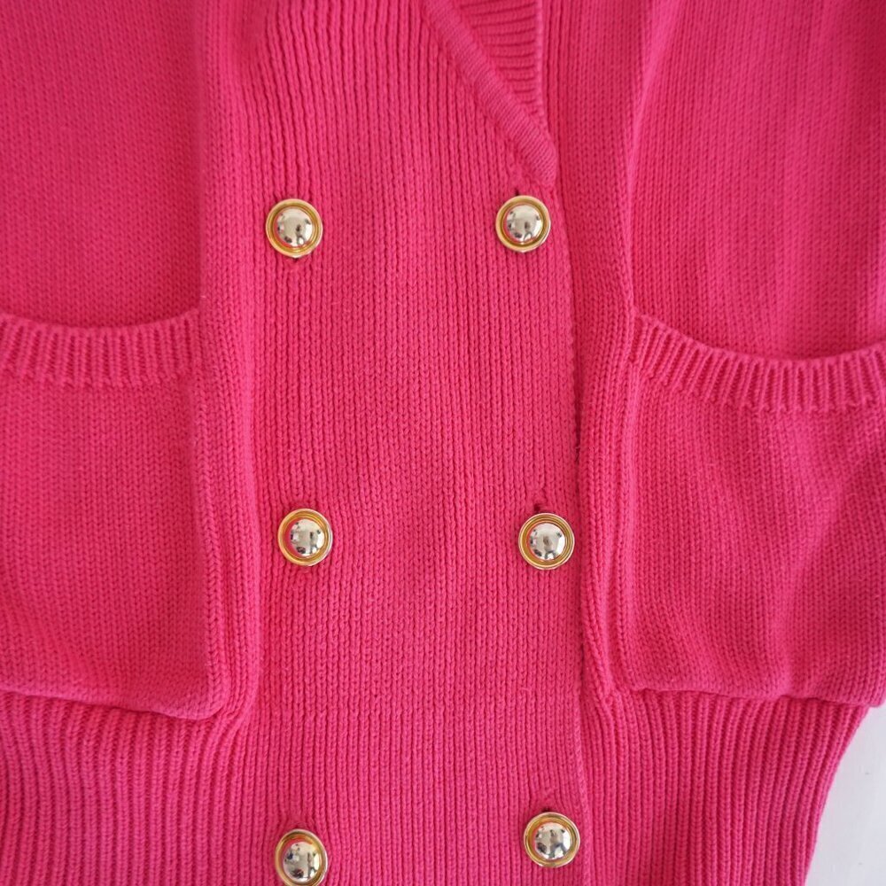 Vintage Ports International Pink Knit Double Breasted Cardigan Sweater S - Picture 7 of 11